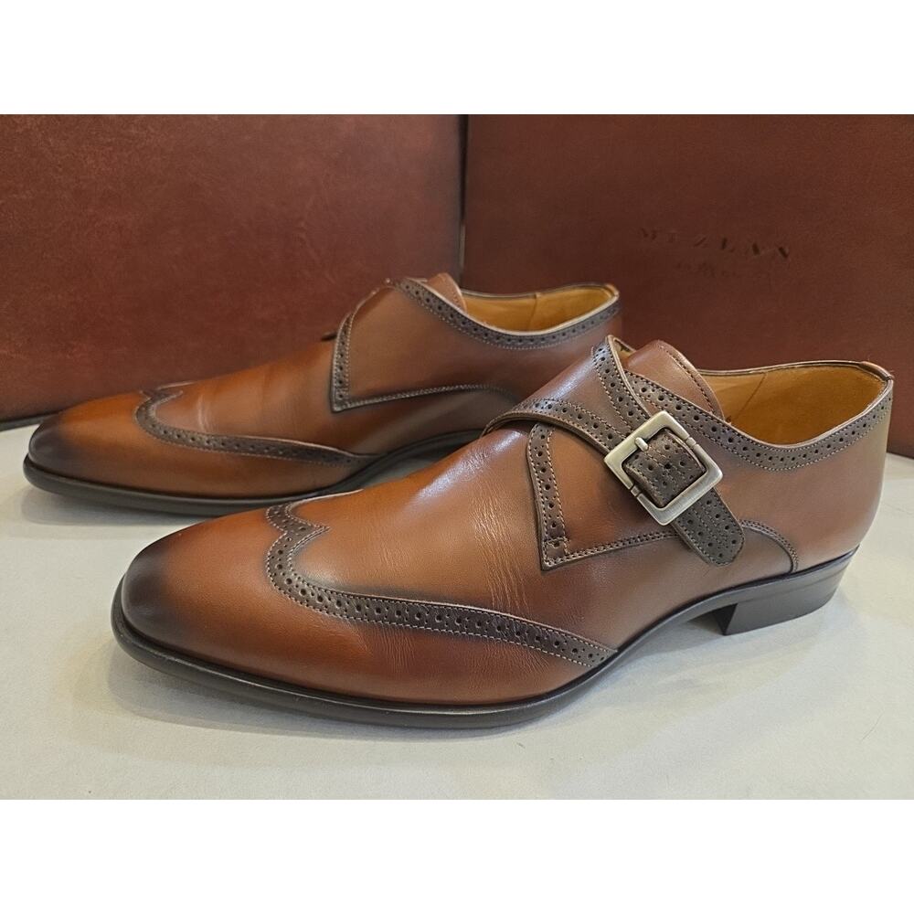 Mezlan Men's Forest Wing Tip Monk Strap in Cognac Us9M